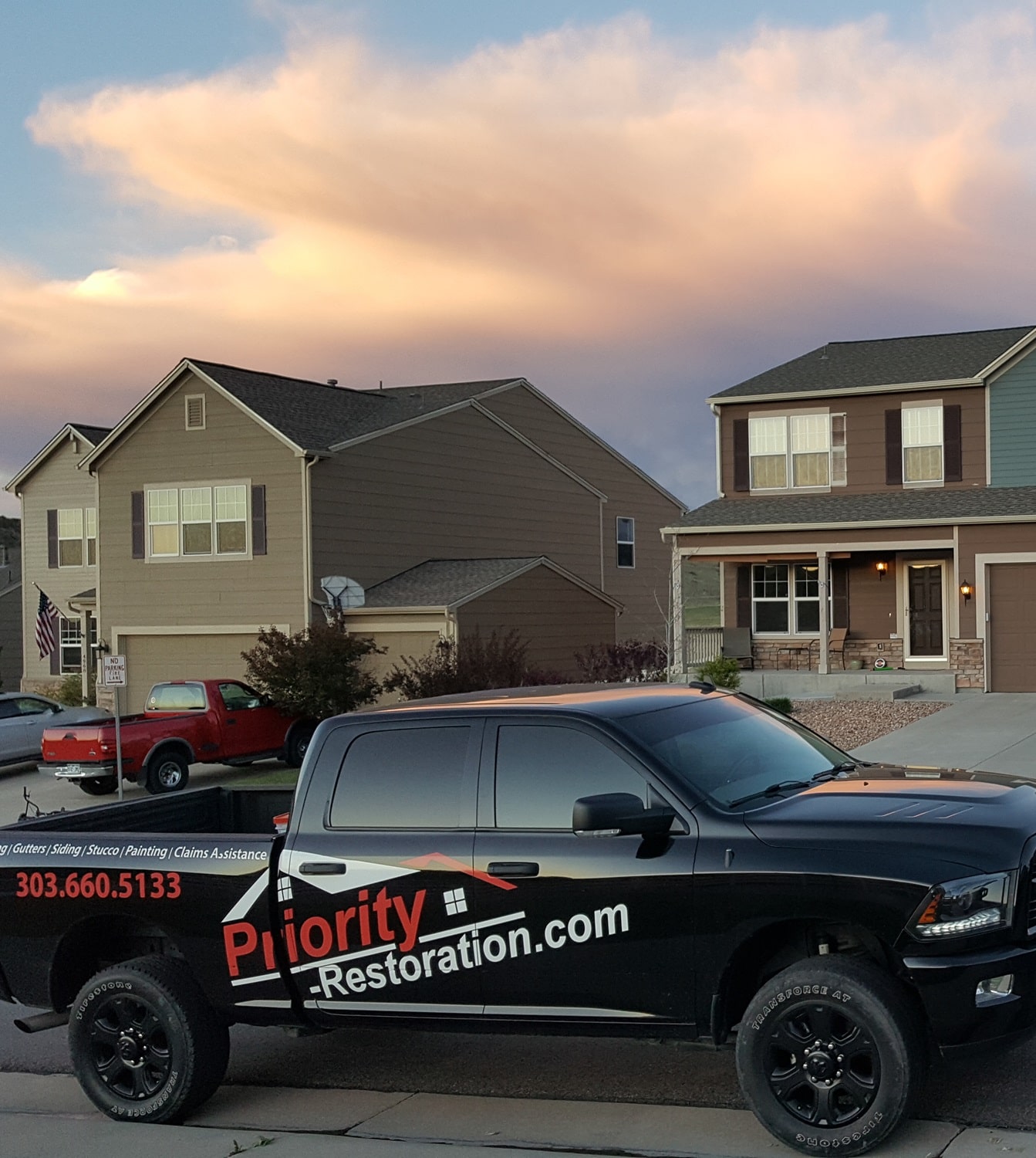 Priority Restoration Colorado Roofing Services Truck Priority Restoration Colorado Roofing Services Truck